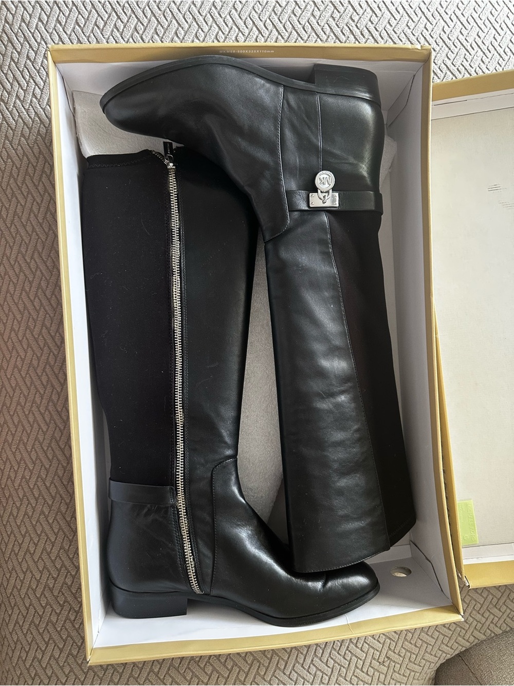 Michael Kors Black Leather Knee-High Heeled Boots Like New w/Box